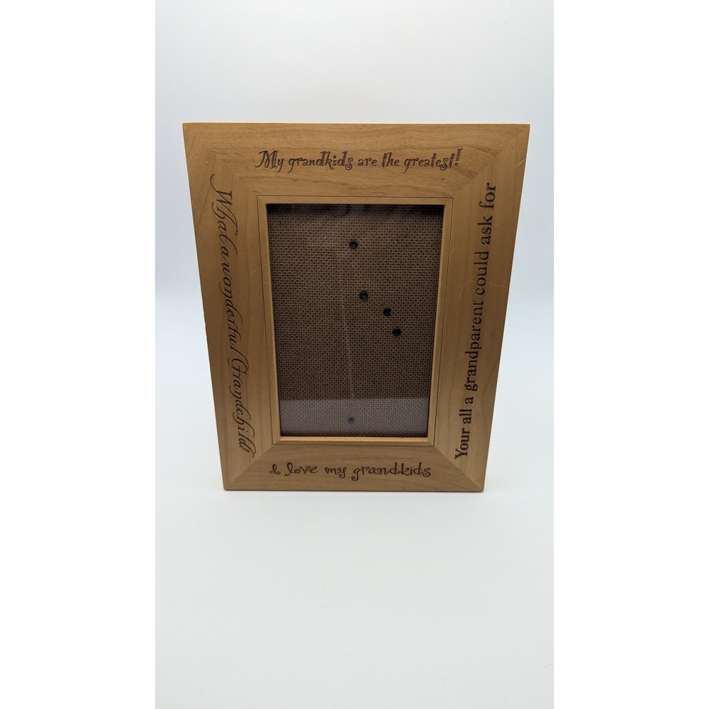 Decorel Wood Picture Frame Grandkids Engraved Sentimental Rustic Holds 4x6
